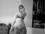 Girl dancing in front of webcam, makes a fool out of herself in the end..